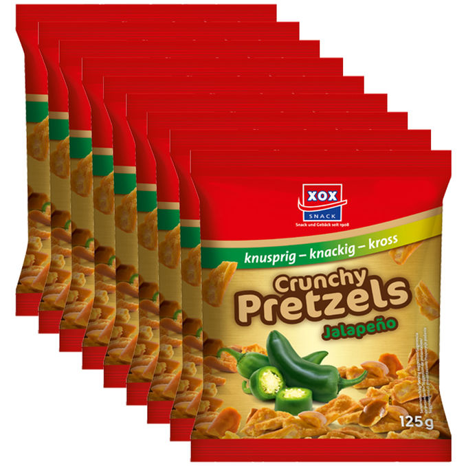 Crunchy Pretzels Jalapeño, 9er Pack, 9 x 125g von XOX