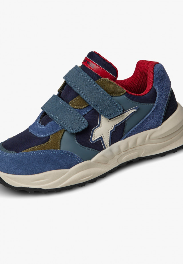 CHEWINGUM JUNIOR VL.Sneakers aus Veloursleder und technischem Gewebe, Marineblau