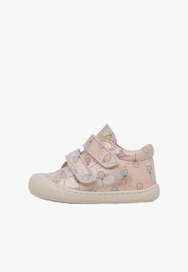 NATURINO COCOON VLLauflernschuhe aus Metallic-Leder mit Ballon-Print, Puderrosa
