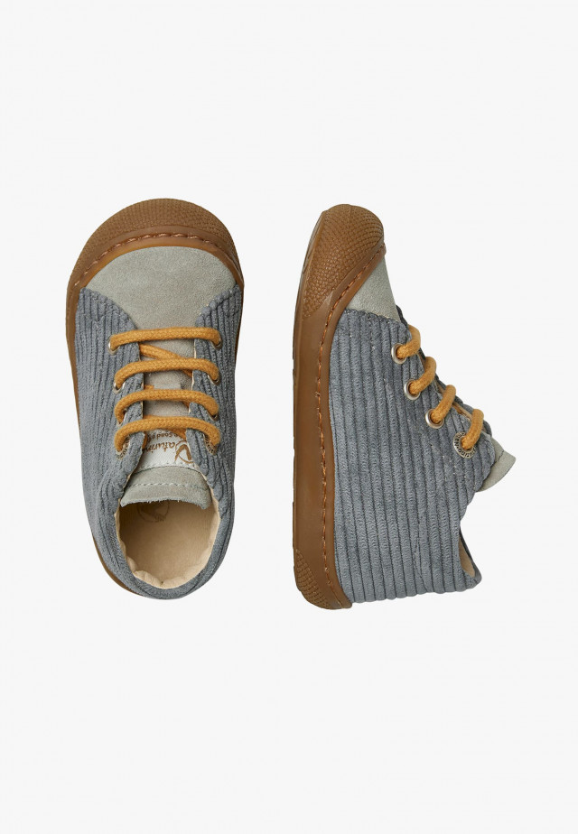 NATURINO COCOONLauflernschuhe aus Veloursleder, Azurblau-Taupe