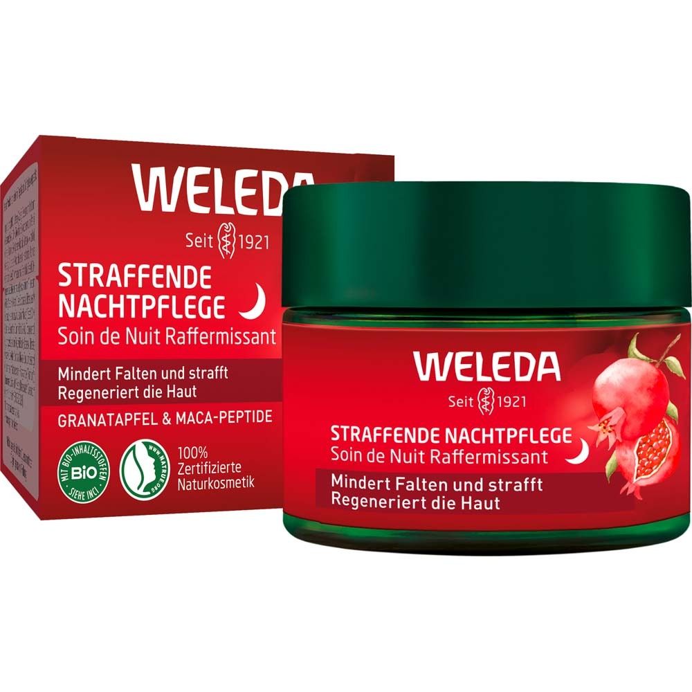 Weleda Straffende Nachtpflege Granatapfel & Maca-Peptide - nährt intensiv, strafft & mindert Falten