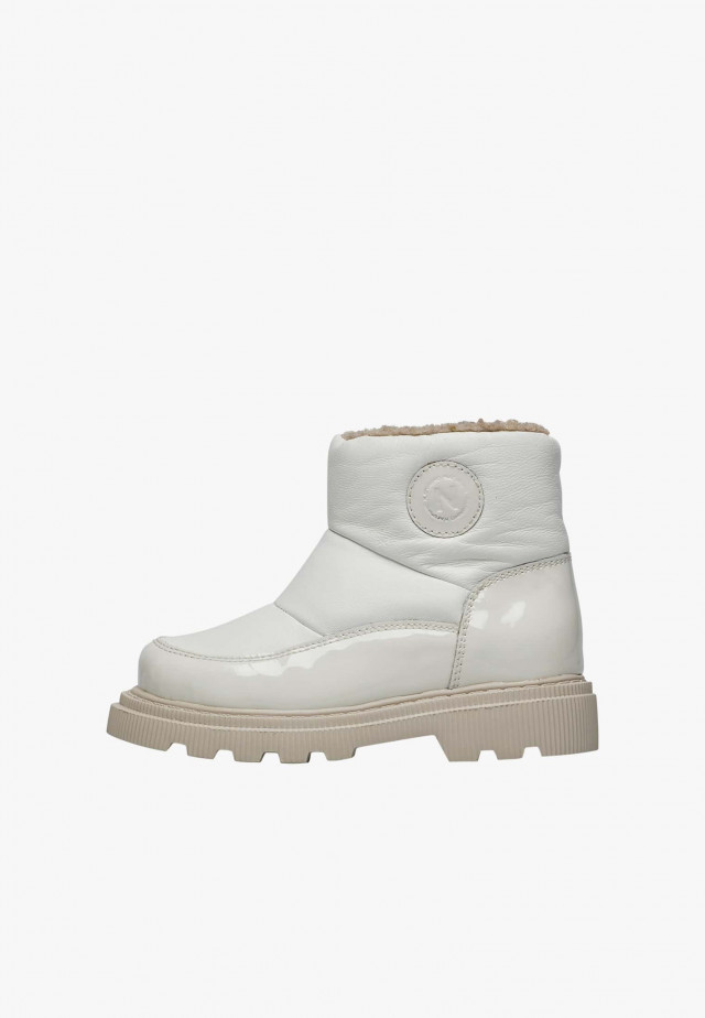 NATURINO GHITAStiefeletten aus Leder und Lackleder, Cremeweiß