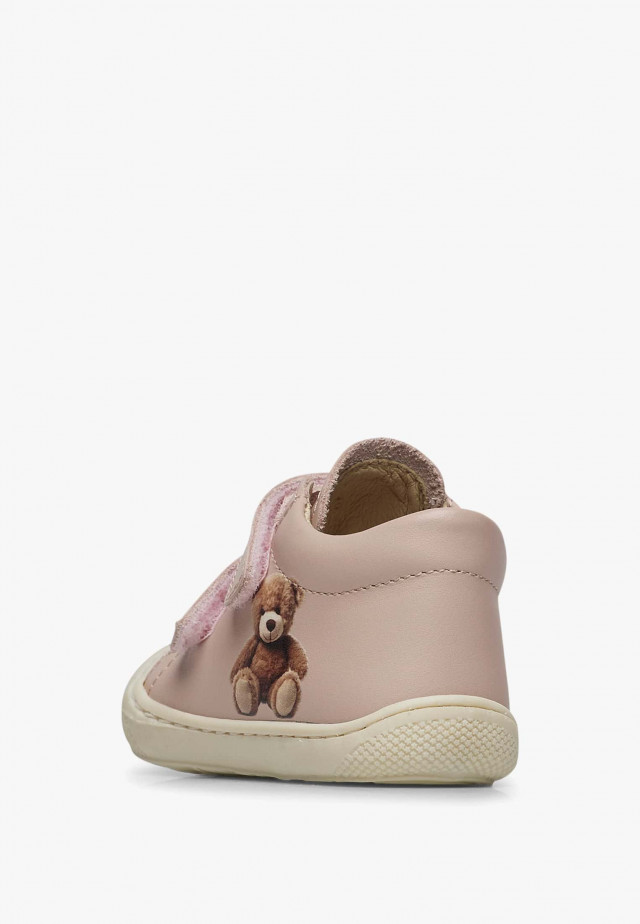 NATURINO COCOON BEAR 2 VLLauflernschuhe aus Leder mit Bärenpatch, Rosa