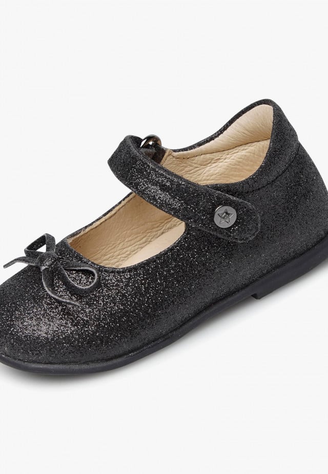 NATURINO BALLETBallerinas aus glitzerndem Leder, Schwarz