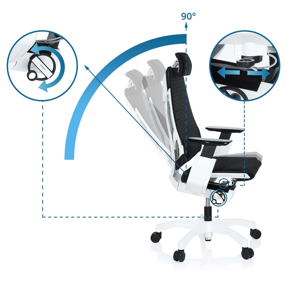 High End Bürostuhl GENIDIA PRO WHITE Netzstoff mit Armlehnen hjh OFFICE