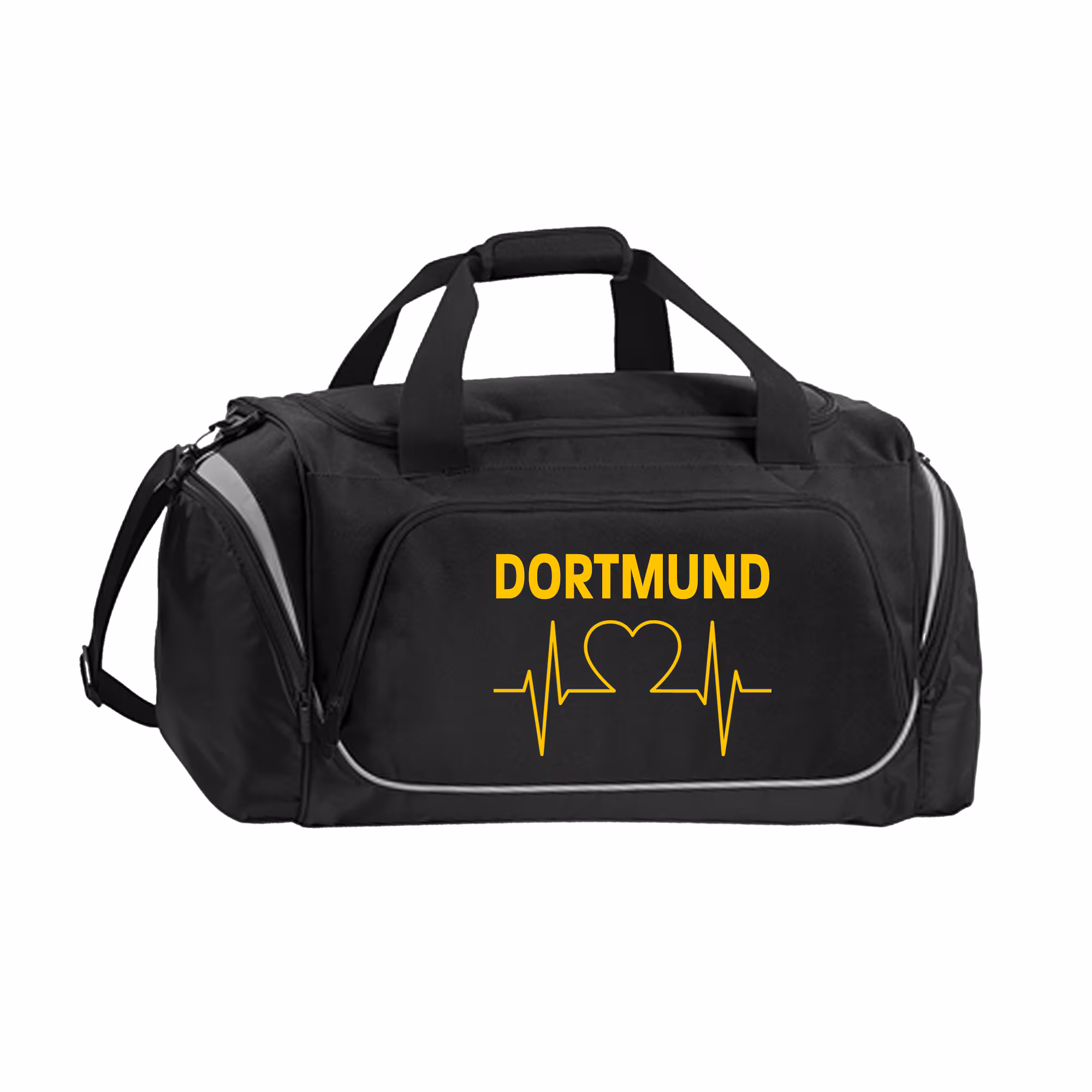 multifanshop® Sporttasche - Dortmund - Herzschlag - Druck gelb