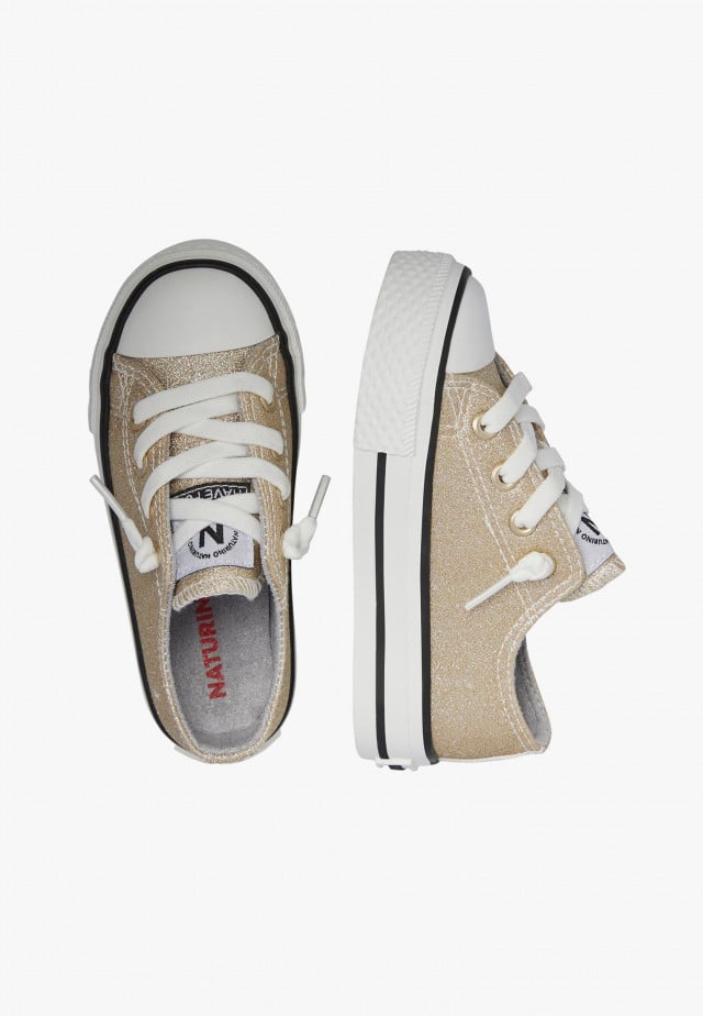 NATURINO AYASY.Sneakers aus glitzerndem Stoff, Platin