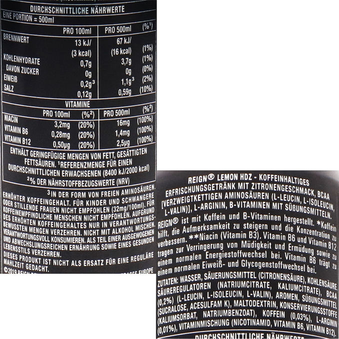 Reign Energydrink Lemon HDZ, 12er Pack (EINWEG) zzgl. Pfand, 12 x 0,5L von REIGN