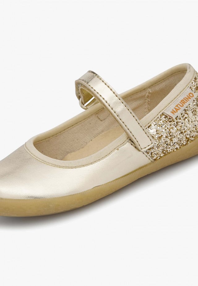 NATURINO FROLLIKBallerinas aus Metallic-Leder und Glitter, Platin
