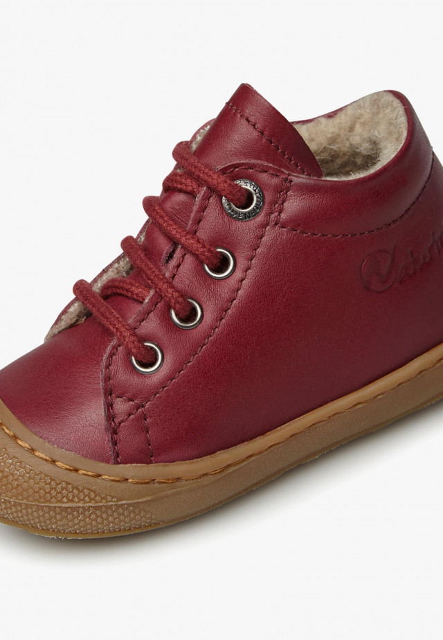 NATURINO COCOONLauflernschuhe aus Leder mit Wollfutter, Granatapfelrot