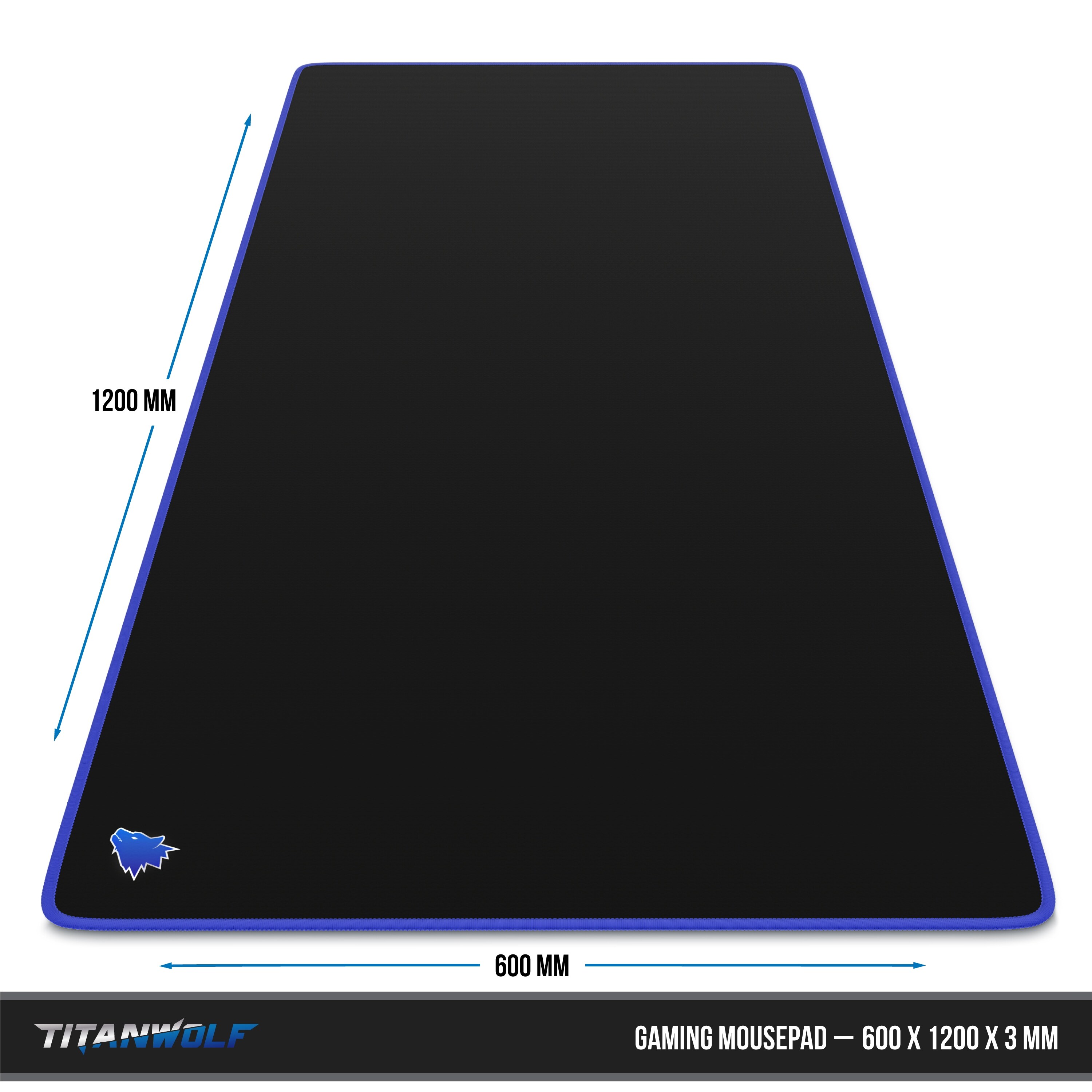 Titanwolf Gaming Mauspad, XXXL Speed Mousepad 1200 x 600 mm, Geschwindigkeit & Präzision, Symbol Blue