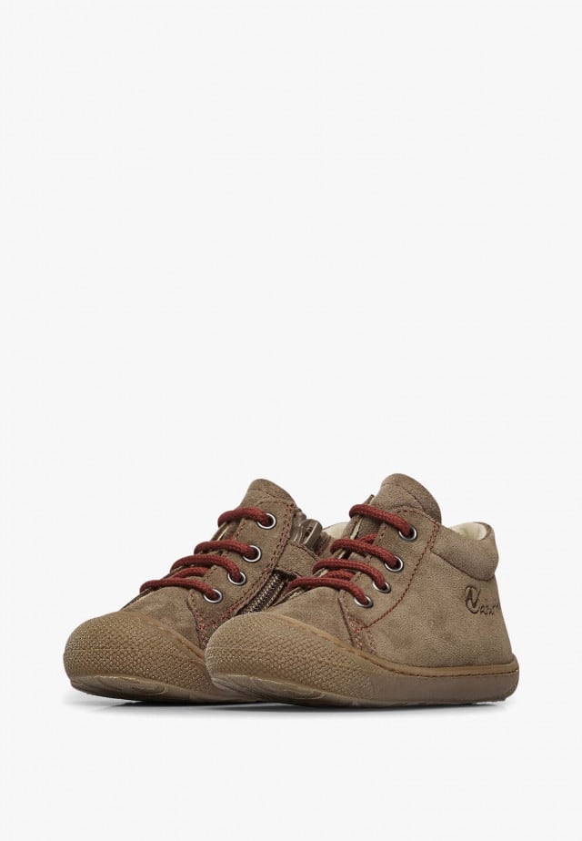 NATURINO COCOON ZIPLauflernschuhe aus Veloursleder mit Reißverschluss, Hellbraun
