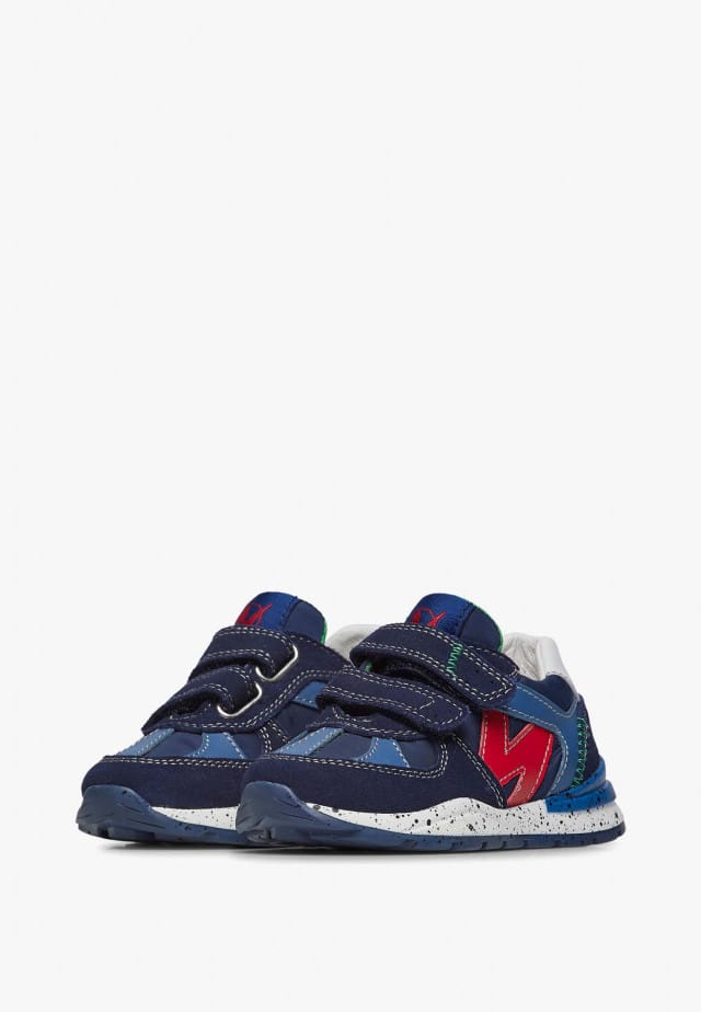 NATURINO ZIMMY VL.Sneakers aus Veloursleder und technischem Gewebe, Marineblau