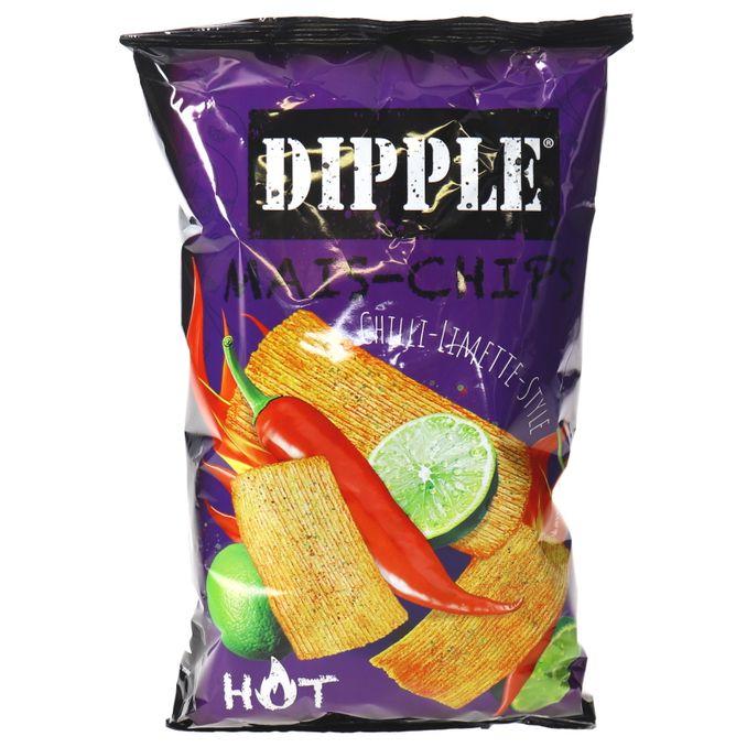 Mais-Chips Chilli Limette, 90g von Dipple