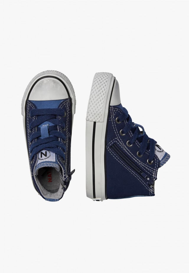 NATURINO YLFAS.Zweifarbige Sneakers aus Veloursleder, Marineblau