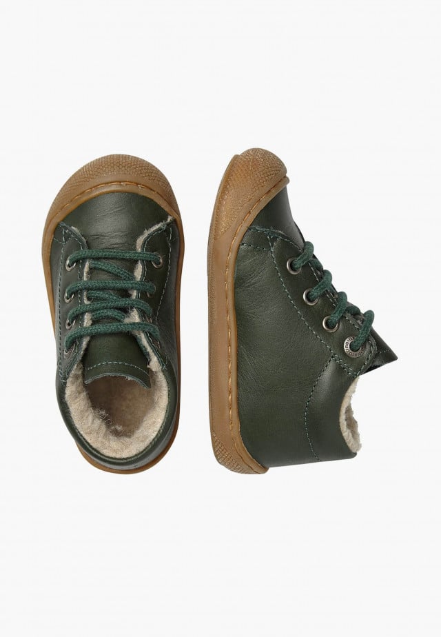 NATURINO COCOONLauflernschuhe aus Leder mit Wollfutter, Dunkelgrün