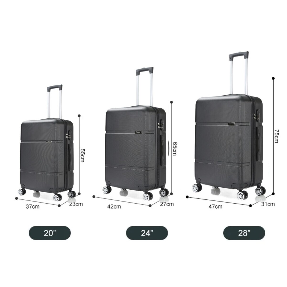 Reisekoffer ABS-02 Koffer 3-teilig Hartschale Trolley Set