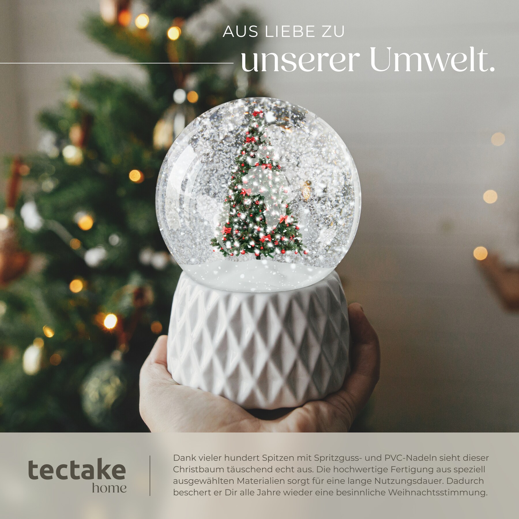 tectake® Weihnachtsbaum, verschiedene Größen, künstlich in Grün, mit PVC- und Spritzgussnadeln, formbar mit viel Volumen, pulverbeschichteter Metallständer mit Kunststoffkappen