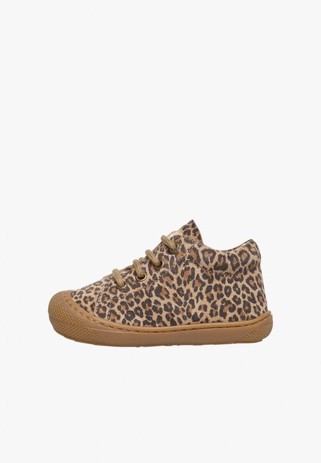 NATURINO COCOONLauflernschuhe aus Veloursleder mit Leoparden-Print, Braun