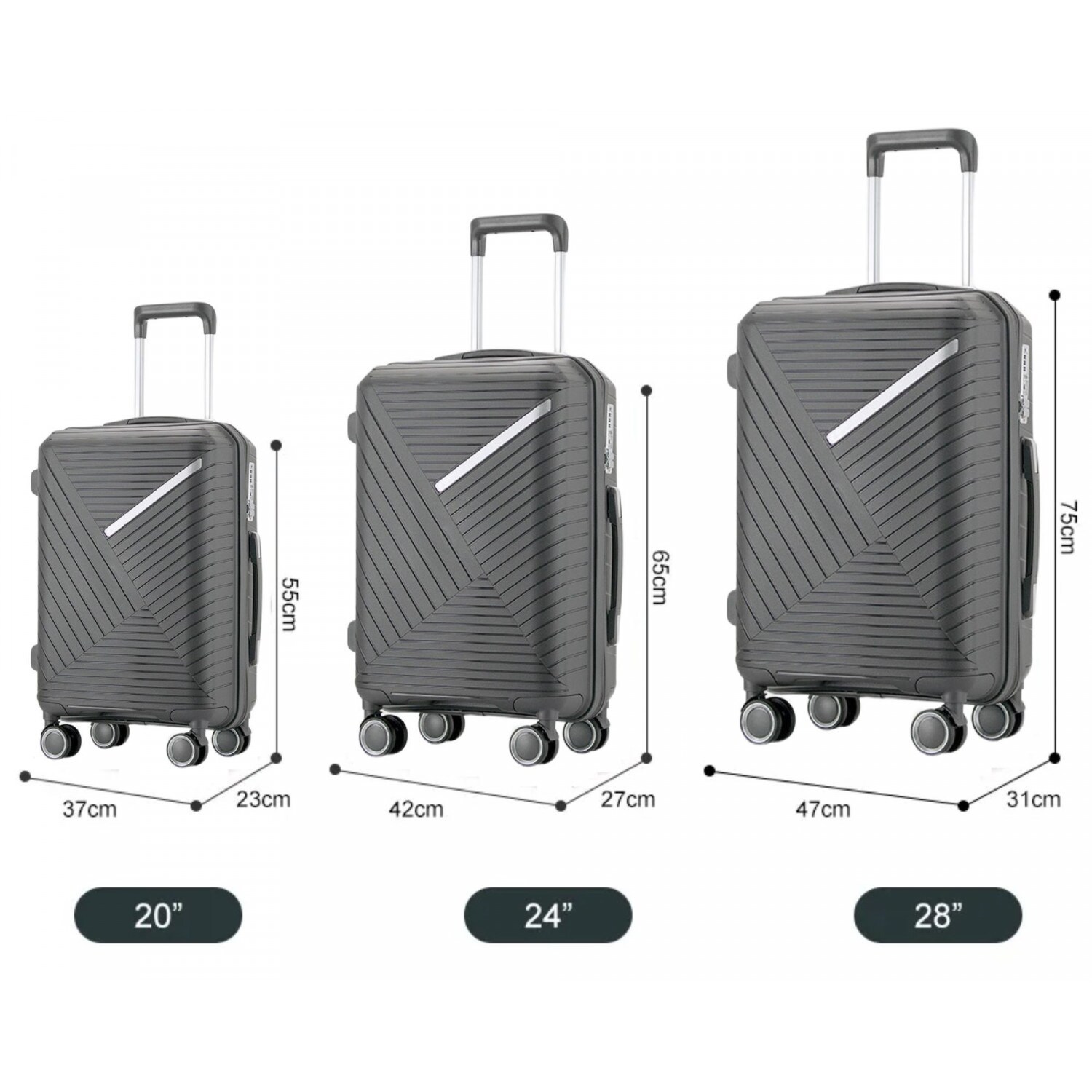 Koffer 3 tlg Set Trolley Kofferset Handgepäck Polypropylen