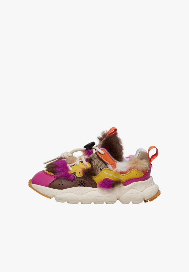 YAMANO 3 JUNIOR.Sneakers aus Kunstleder und Synthetik, Fuchsia-Braun