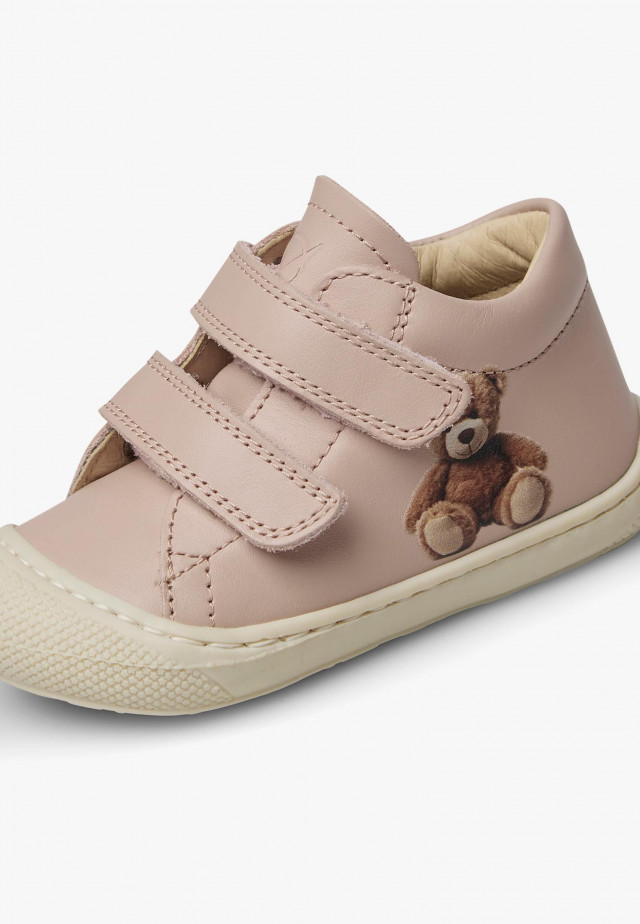 NATURINO COCOON BEAR 2 VLLauflernschuhe aus Leder mit Bärenpatch, Rosa