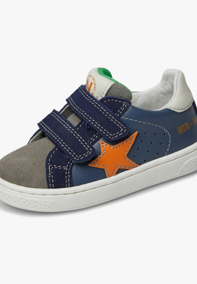 NATURINO PINN VL.Sneakers aus Leder und Veloursleder, Marineblau-Grau