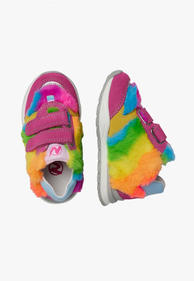 NATURINO QUELLY VL.Sneakers aus Veloursleder und Wolle, Fuchsia