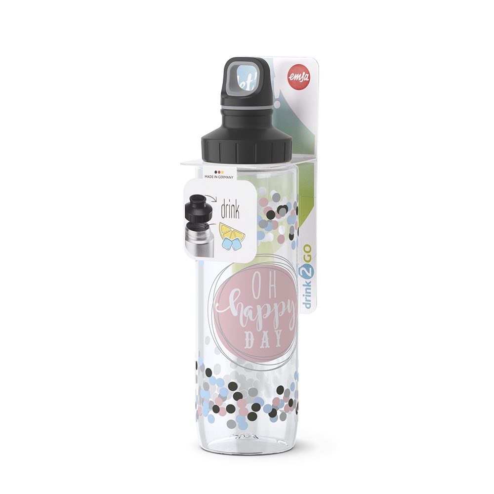 Drink2Go Tritan Trinkflasche, Motiv: Happy Day