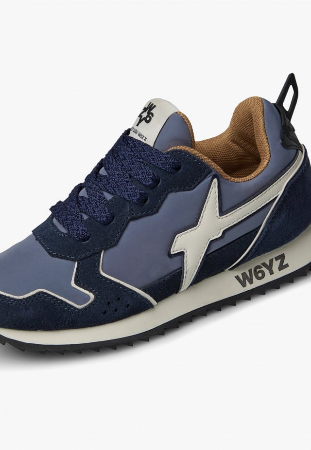 JET-J.Sneakers aus technischem Gewebe und Veloursleder, Marineblau