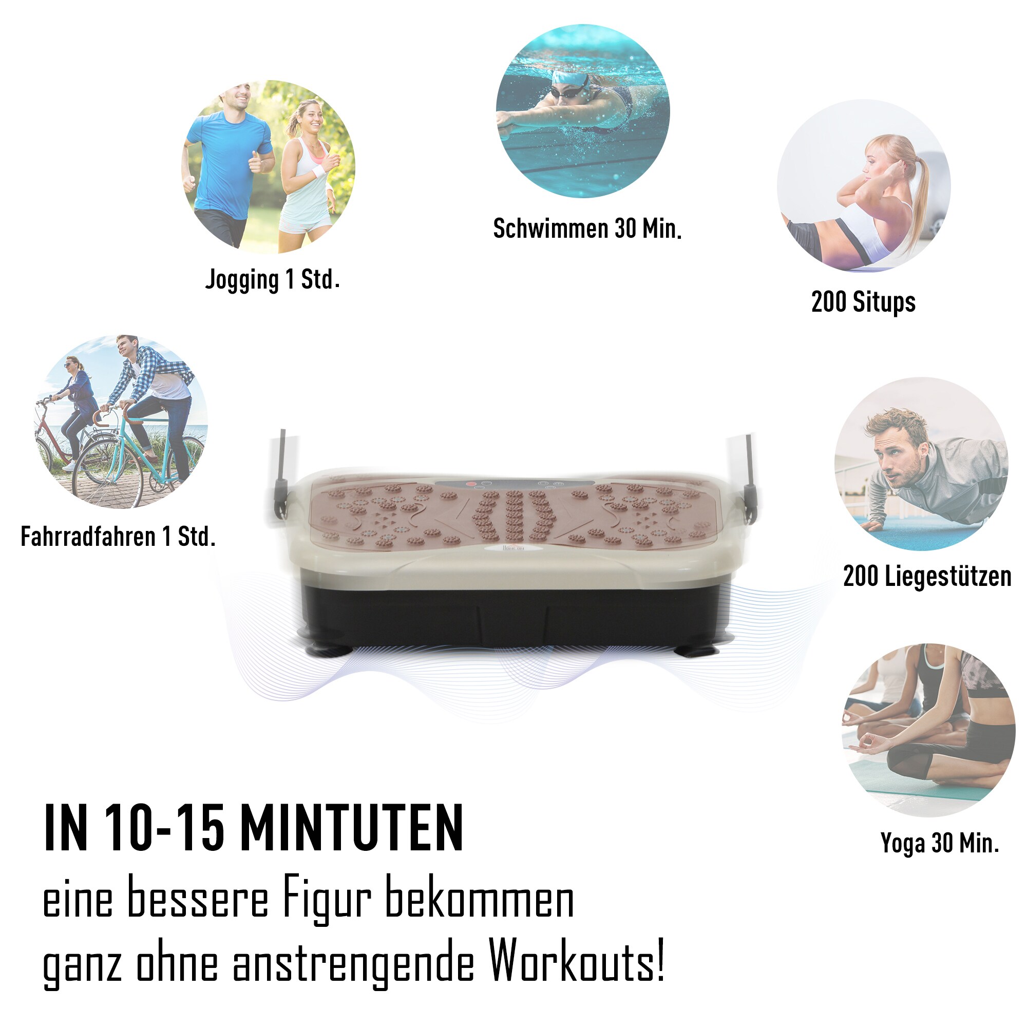 HOMCOM Vibrationstrainer mit USB-Lautsprecher schwarz, beige, braun 54 x 33 x 14 cm (LxBxH)