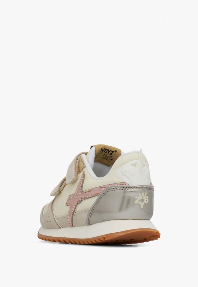 JET VL-J.Sneakers aus technischem Gewebe und Veloursleder, Beige-Rosa