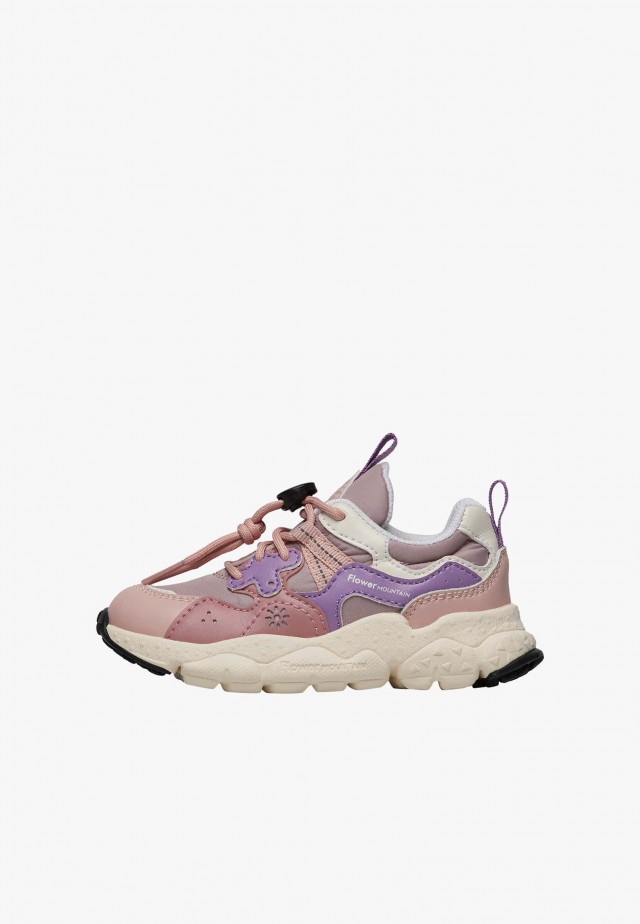 YAMANO 3 JUNIOR.Sneakers aus Kunstleder und technischem Gewebe, Rosa