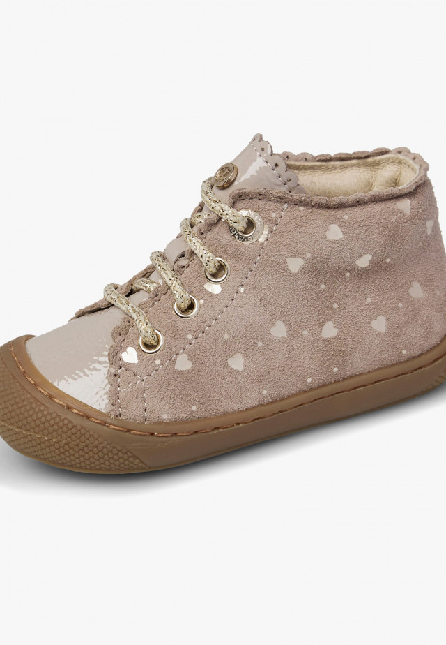 NATURINO COTTINSLauflernschuhe aus Veloursleder und Lackleder, Beige-Taupe