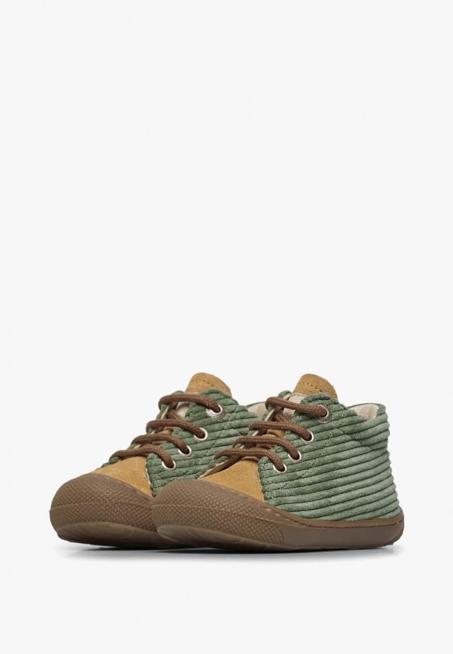 NATURINO COCOONLauflernschuhe aus Veloursleder, Grün-Kürbis