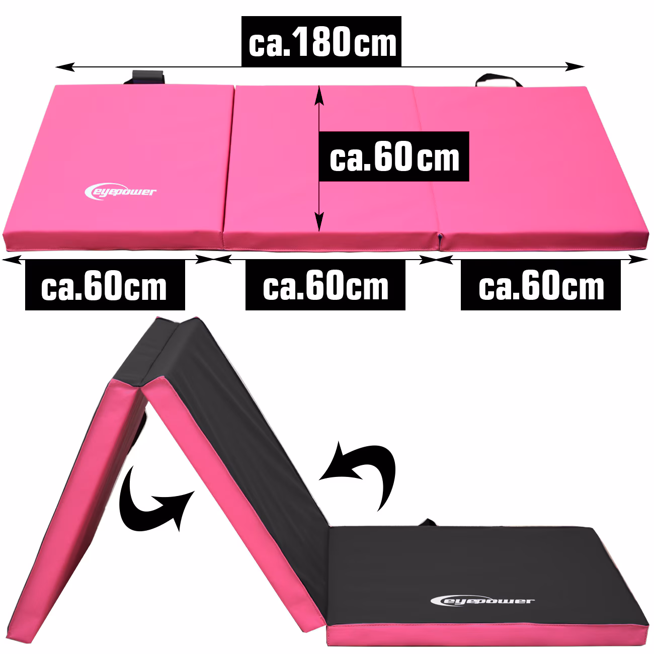 180x60 Klappbare Gymnastikmatte - 5cm dicke Turnmatte Kinder - Weichbodenmatte