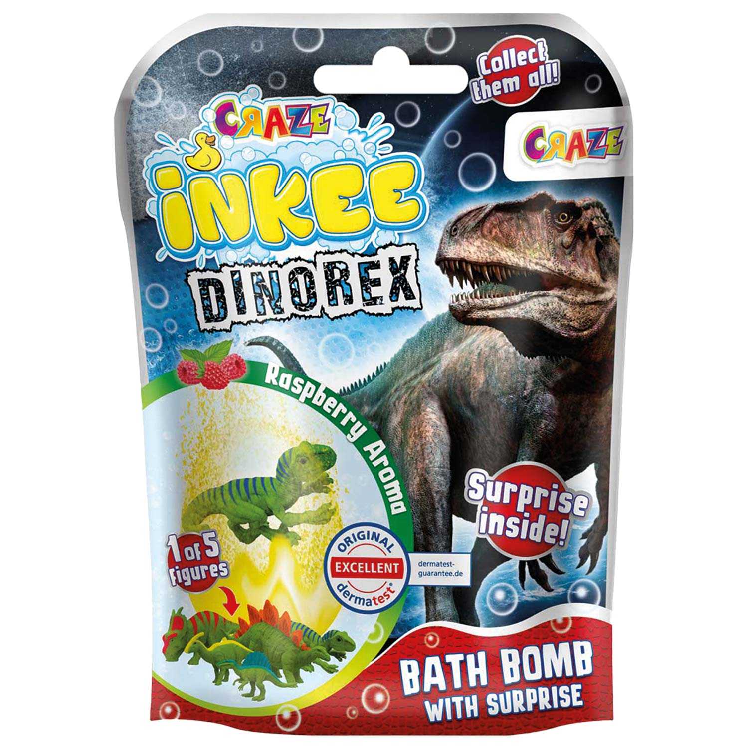 Craze Inkee Badezusatz Badebombe Dinorex mit Sammelfigur 100 g