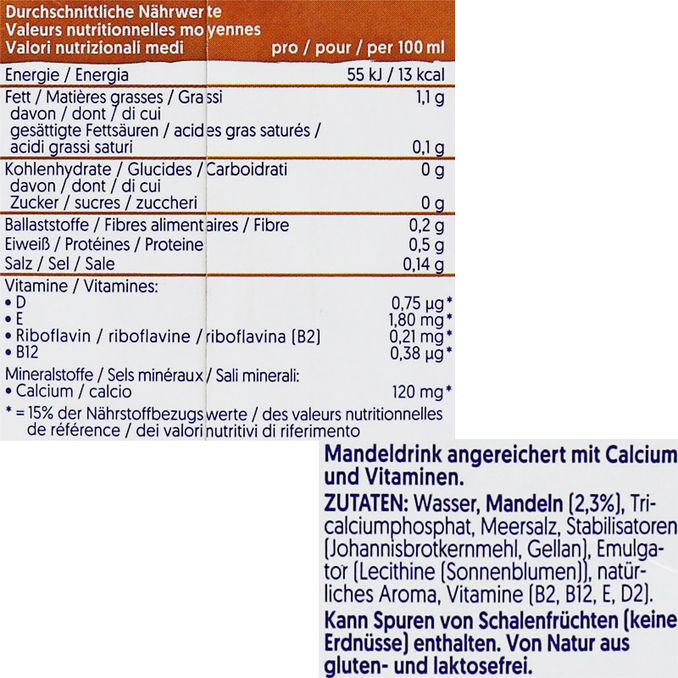 Mandeldrink Ohne Zucker, ungeröstet, 8er Pack, 8x 1L von ALPRO