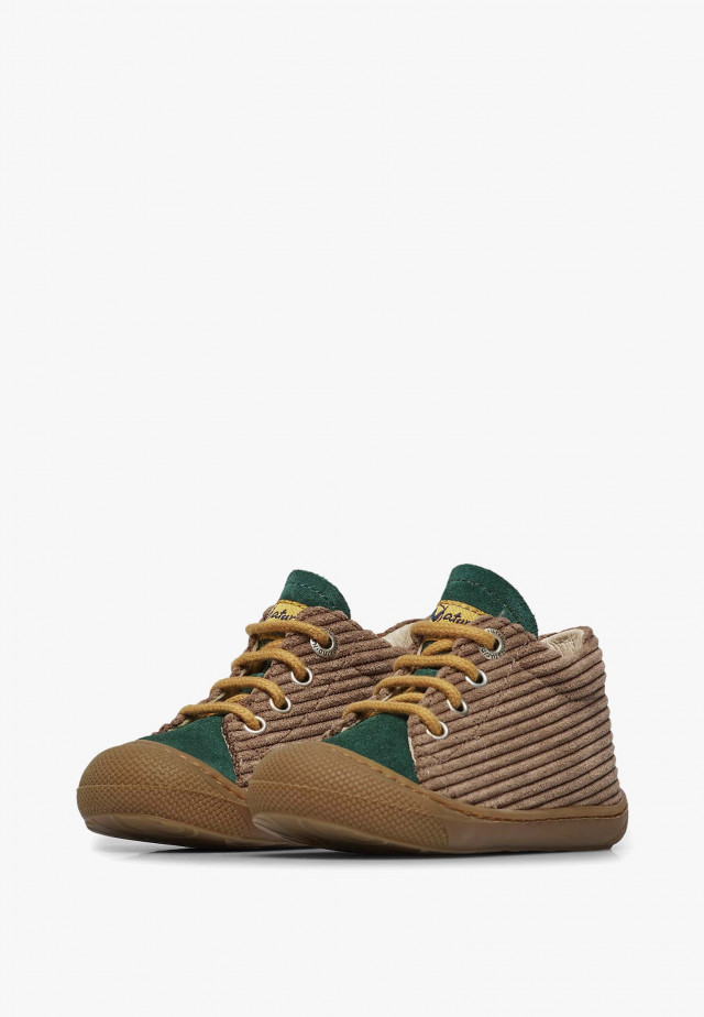 NATURINO COCOONLauflernschuhe aus Veloursleder, Braun-Grün