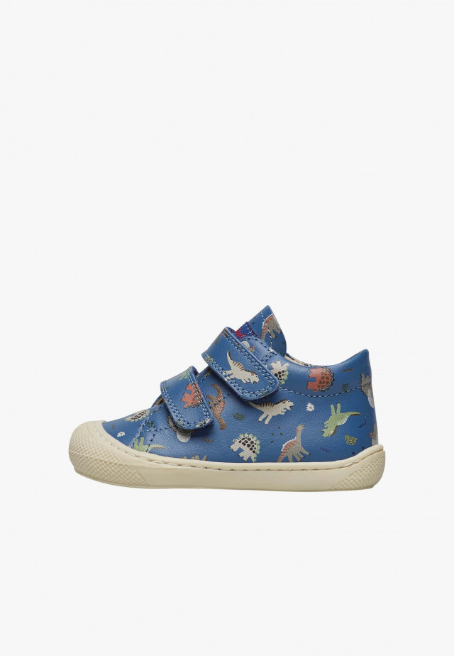 NATURINO COCOON VLLauflernschuhe aus Leder mit Dinosaurier-Print, Azurblau