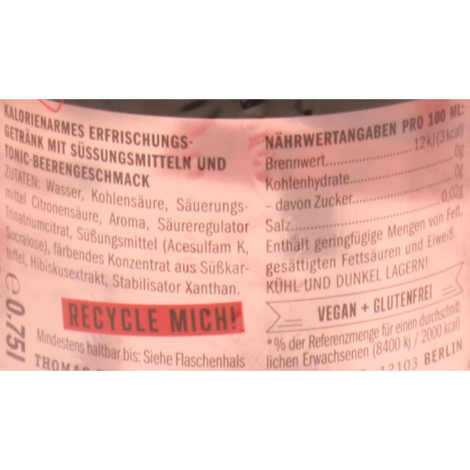 Thomas Henry Wildberry Zero, 6er Pack (EINWEG) zzgl. Pfand, 6x 0,75L von Thomas Henry