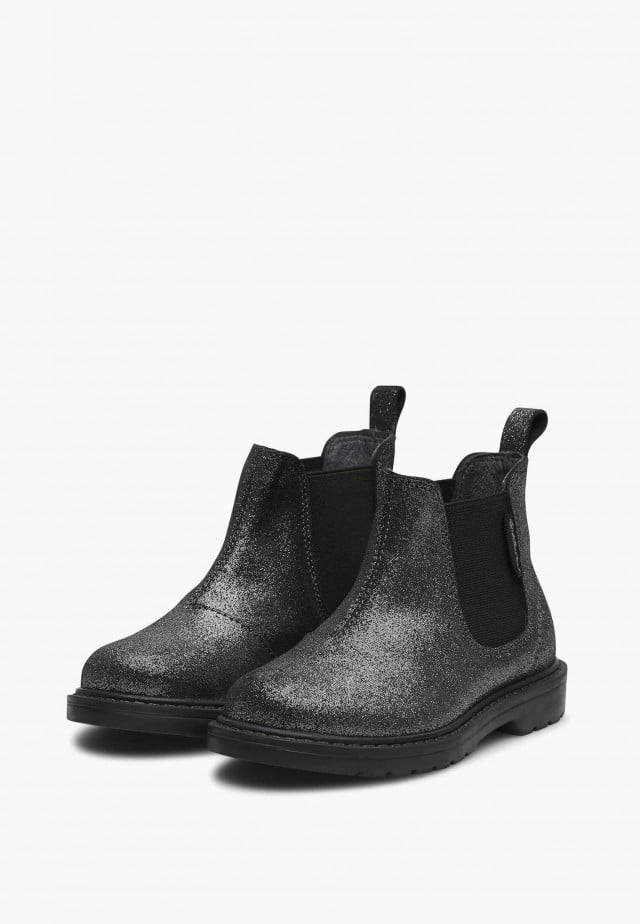 NATURINO PICCADILLYStiefeletten aus glitzerndem Veloursleder, Schwarz