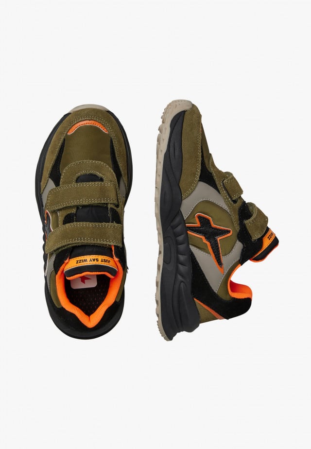 CHEWINGUM JUNIOR VL.Sneakers aus Veloursleder und technischem Gewebe, Militärgrün