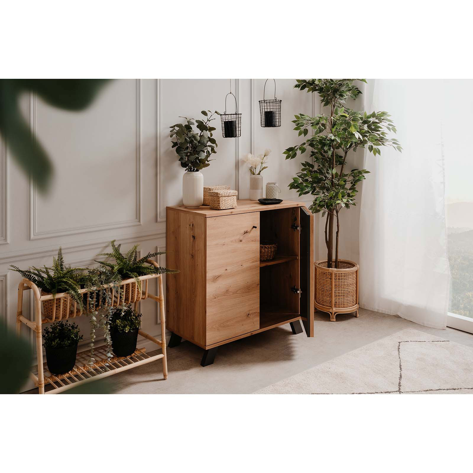 Kommode MEDAN - Artisan Eiche - anthrazit - 80 cm breit