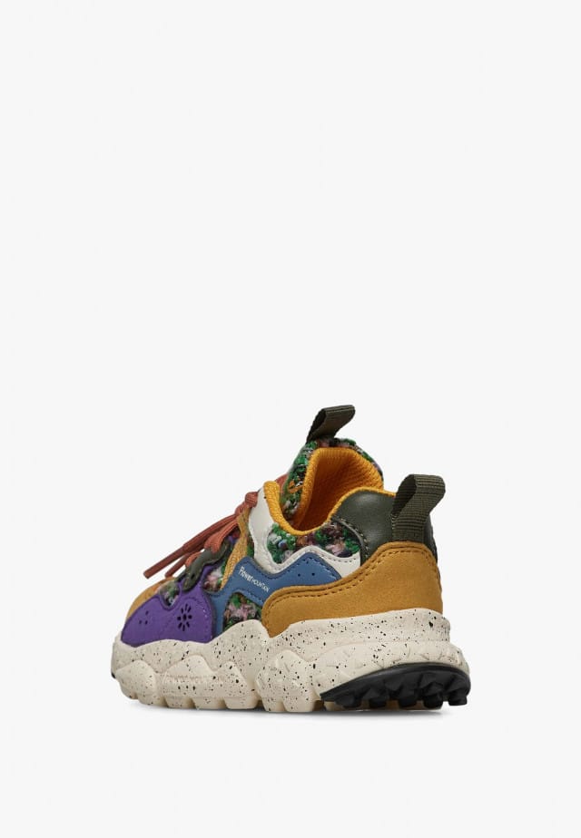 YAMANO 3 JUNIOR.Sneakers aus Kunstleder und Gewebe, Kürbis-Violett