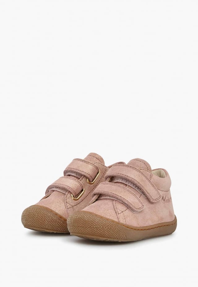 NATURINO COCOON VLLauflernschuhe aus Veloursleder in Glitter-Optik, Altrosa