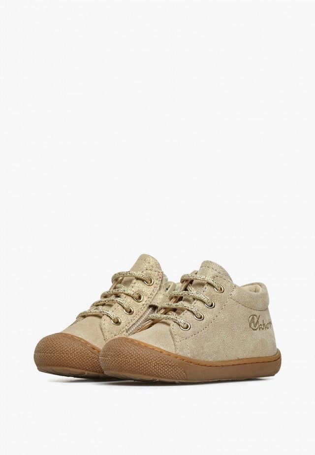 NATURINO COCOON ZIPLauflernschuhe aus Veloursleder mit Reißverschluss, Platin