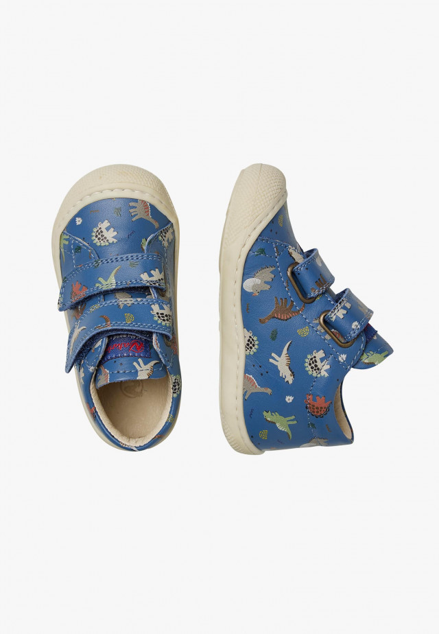 NATURINO COCOON VLLauflernschuhe aus Leder mit Dinosaurier-Print, Azurblau
