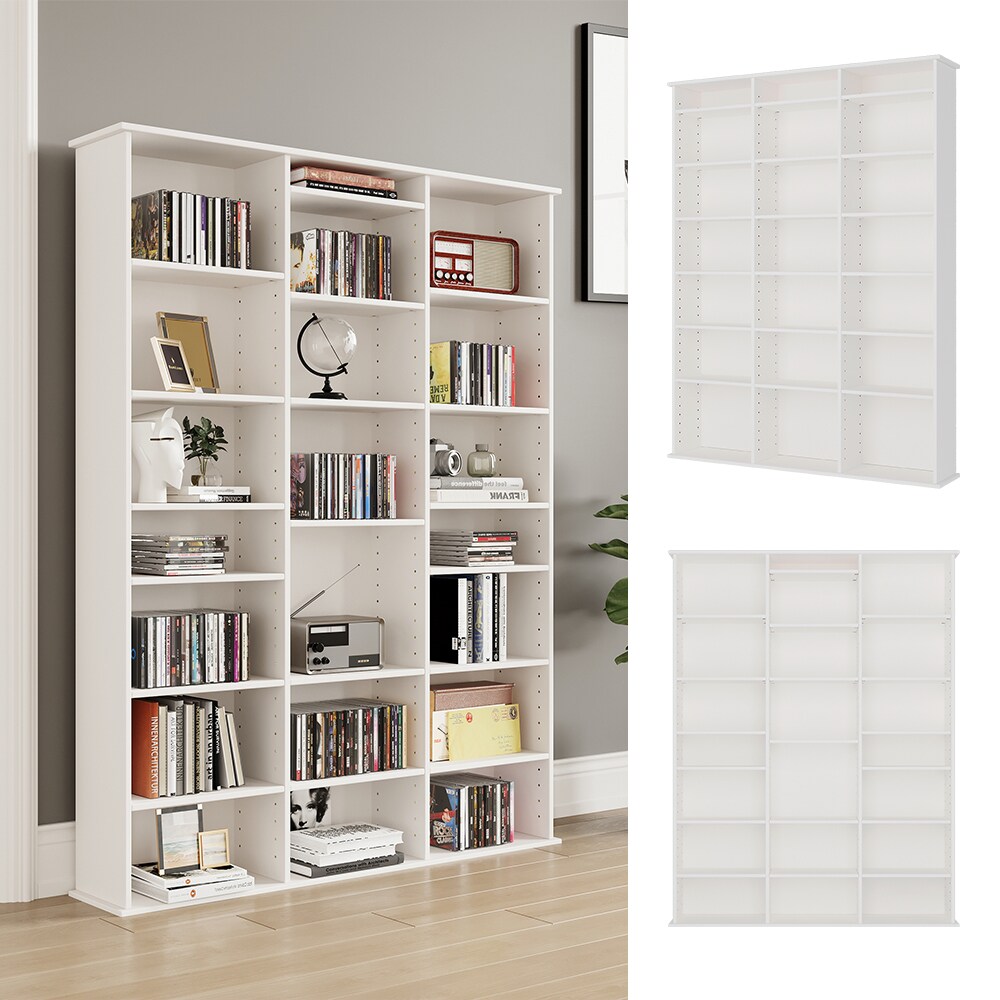 ViccoCD-Regal Anna, 105 x 136 cm, Weiß, Standregal mit 21 Fächern für 800 DVDs