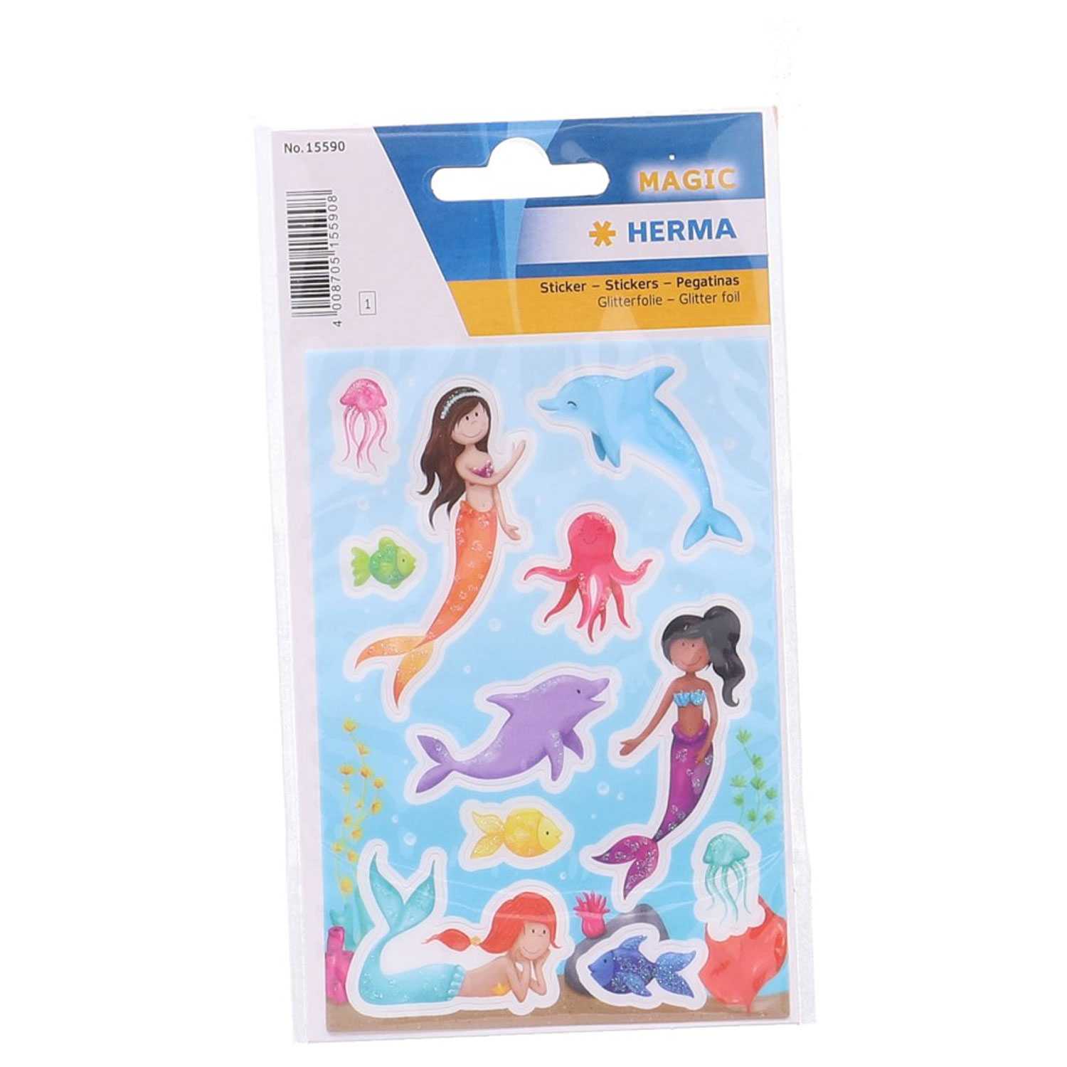 Herma Sticker Meerjungfrau auf Glitterfolie 11 Sticker auf 1 Blatt